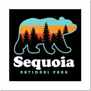 Sequoia National Park Bear Retro California Posters and Art